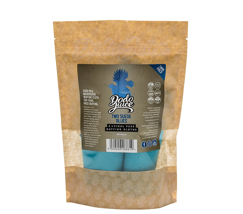 Two Suede Blues - Microsuede Buffing Cloth Twin Pack - 2 x 40x40cm